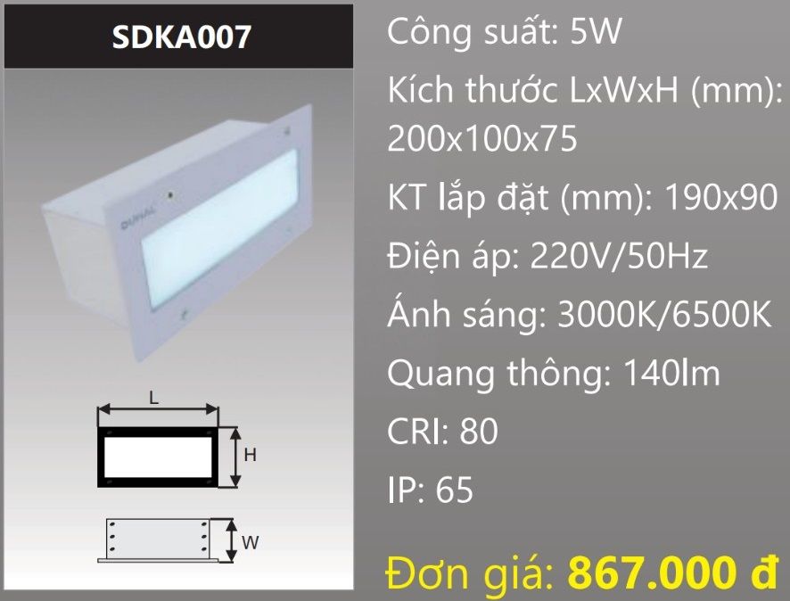 ĐÈN ÂM TƯỜNG LED 5W DUHAL SDKA007