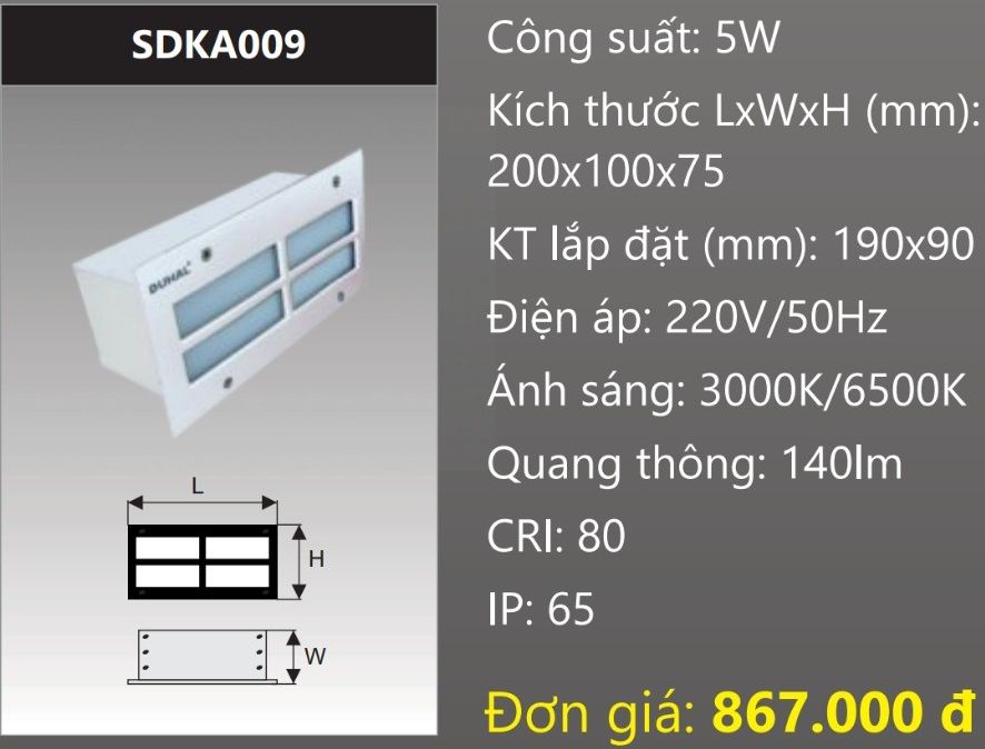 ĐÈN ÂM TƯỜNG LED 5W DUHAL SDKA009