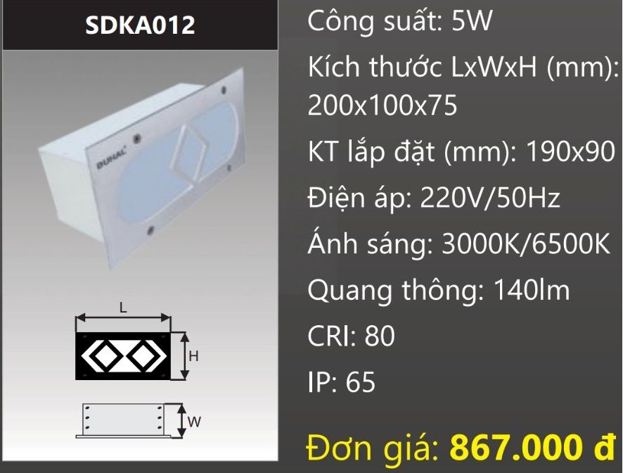 ĐÈN ÂM TƯỜNG LED 5W DUHAL SDKA012