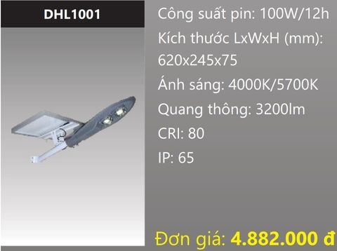  ĐÈN ĐƯỜNG NĂNG LƯỢNG MẶT TRỜI LED 100W DUHAL DHL1001 