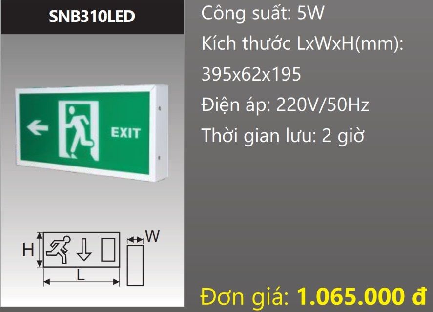 ĐÈN EXIT CHỈ HƯỚNG THOÁT HIỂM LED 5W DUHAL SNB310LED