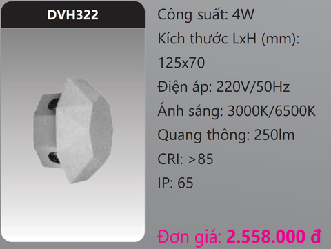  ĐÈN GẮN VÁCH TƯỜNG TRANG TRÍ LED 4W DUHAL DVH322 