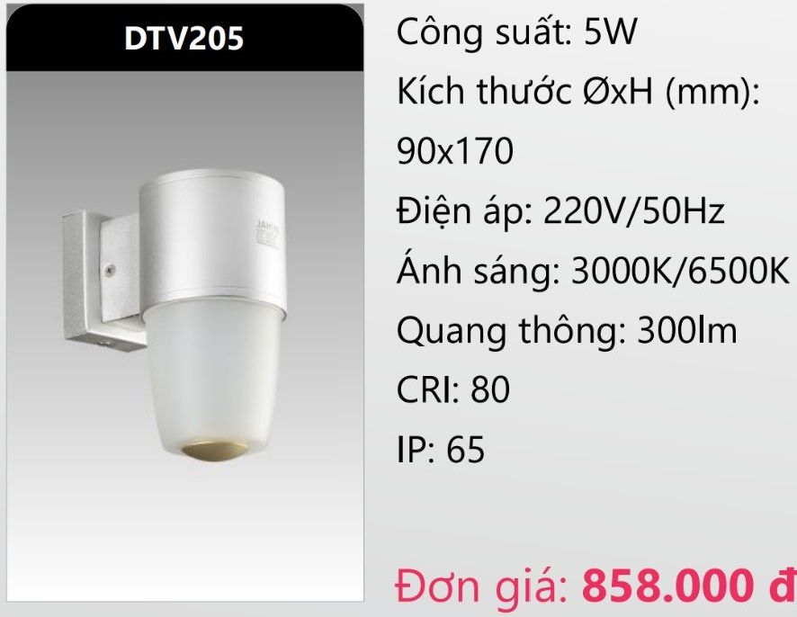 ĐÈN GẮN VÁCH TƯỜNG TRANG TRÍ LED 5W DUHAL DTV205