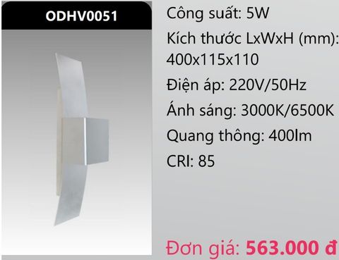  ĐÈN GẮN VÁCH TƯỜNG TRANG TRÍ LED 5W DUHAL ODHV0051 