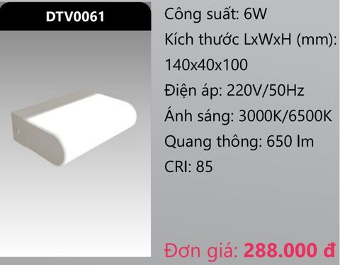  ĐÈN GẮN VÁCH TƯỜNG TRANG TRÍ LED 6W DUHAL DTV0061 