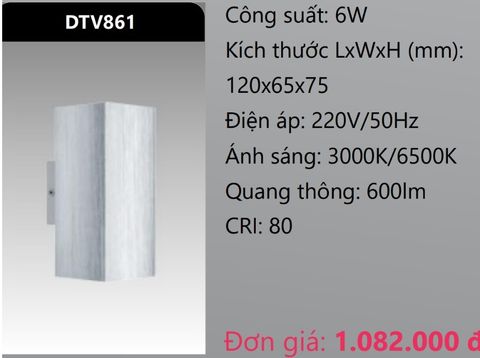  ĐÈN GẮN VÁCH TƯỜNG TRANG TRÍ LED 6W DUHAL DTV861 