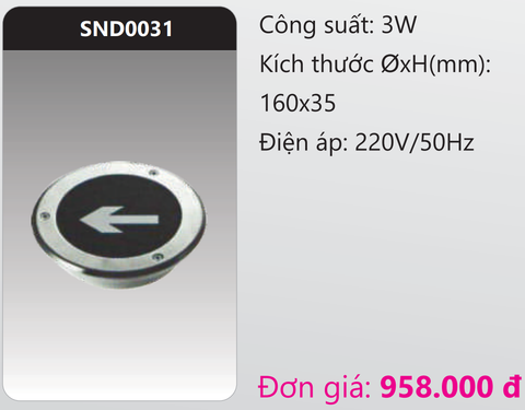  ĐÈN LED ÂM SÀN CHỈ HƯỚNG THOÁT HIỂM 3W DUHAL SND0031 