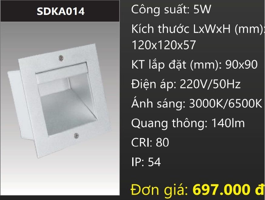 ĐÈN LED ÂM TƯỜNG 5W DUHAL SDKA014