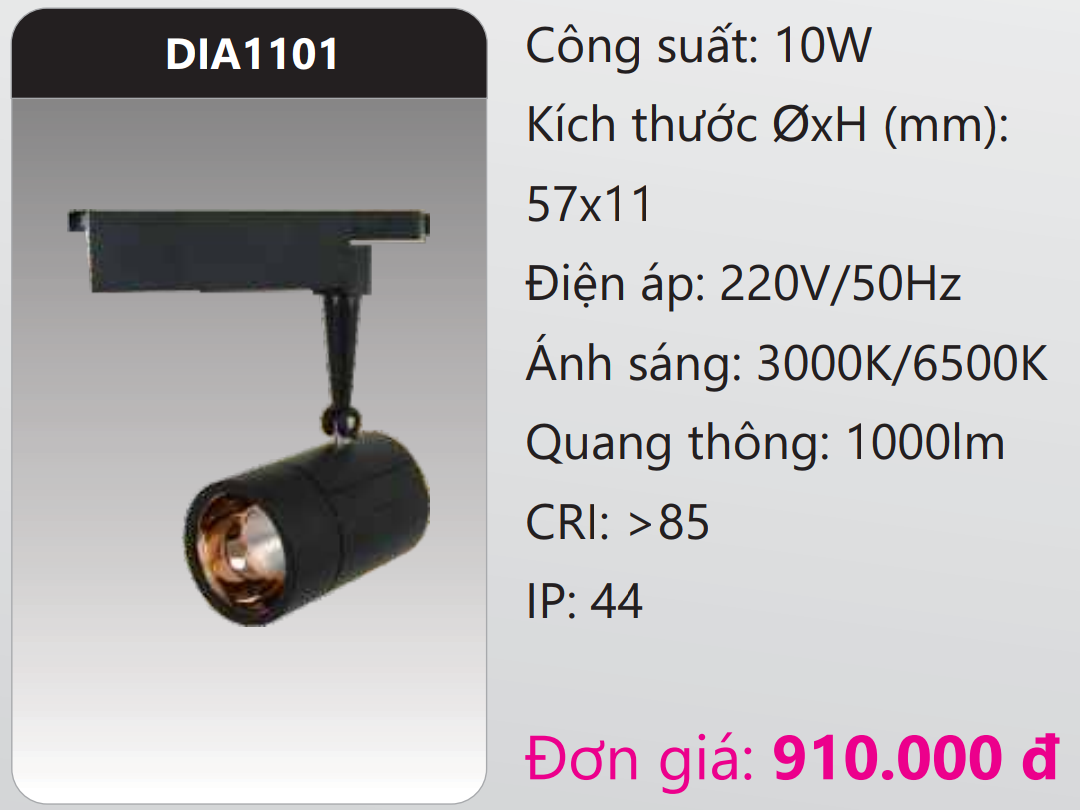 ĐÈN LED CHIẾU ĐIỂM GẮN THANH RAY DUHAL 10W DIA1101