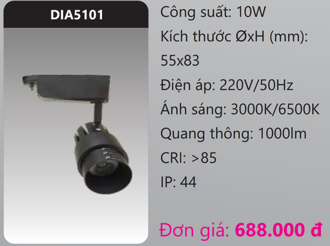  ĐÈN LED CHIẾU ĐIỂM GẮN THANH RAY DUHAL 10W DIA5101 