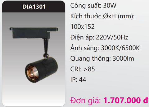  ĐÈN LED CHIẾU ĐIỂM GẮN THANH RAY DUHAL 30W DIA1301 