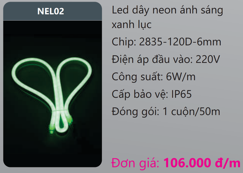  ĐÈN LED DÂY NEON DUHAL ÁNH SÁNG XANH LÁ NEL02 