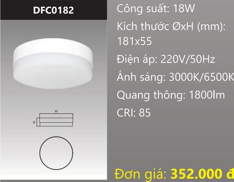  ĐÈN LED GẮN NỔI ỐP TRẦN TRÒN ĐẾ NHÔM 18W DUHAL DFC0182 