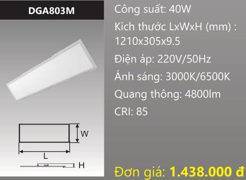  ĐÈN LED PANEL ÂM TRẦN BẢNG 1200x300 (120x30) 40W DUHAL DGA803M 