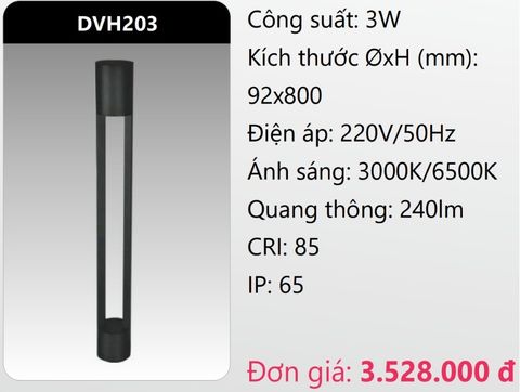  ĐÈN LED TRỤ SÂN VƯỜN 3W DUHAL DVH203 