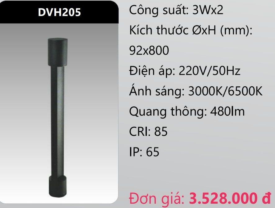 ĐÈN LED TRỤ SÂN VƯỜN 3Wx2 DUHAL DVH205