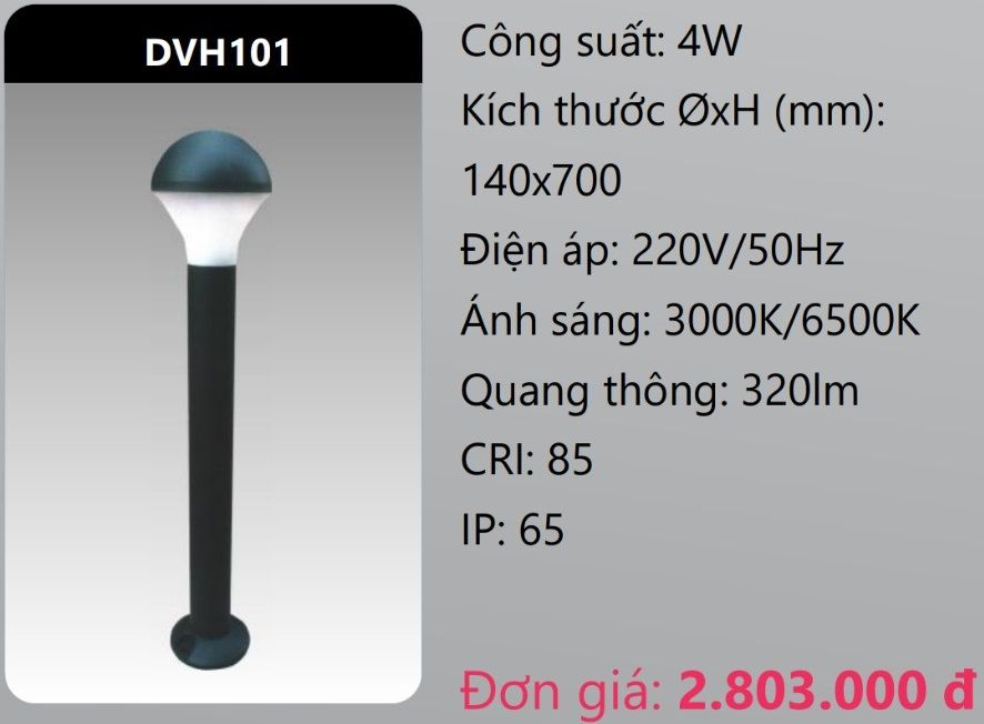 ĐÈN LED TRỤ SÂN VƯỜN 4W DUHAL DVH101