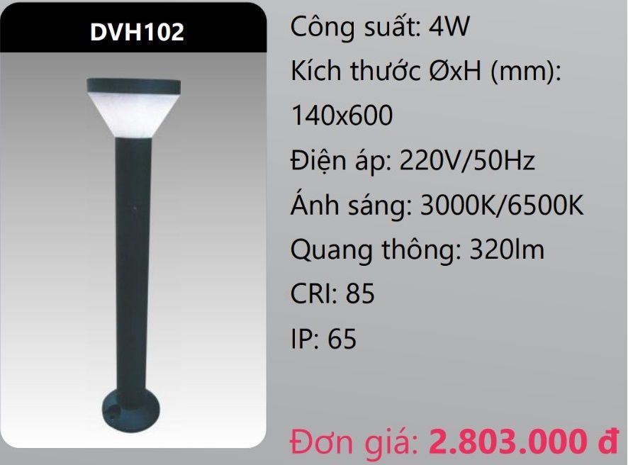 ĐÈN LED TRỤ SÂN VƯỜN 4W DUHAL DVH102