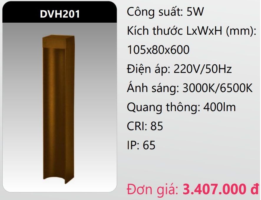 ĐÈN LED TRỤ SÂN VƯỜN 5W DUHAL DVH201