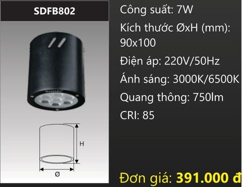  ĐÈN LON GẮN NỔI LED 7W DUHAL SDFB802 