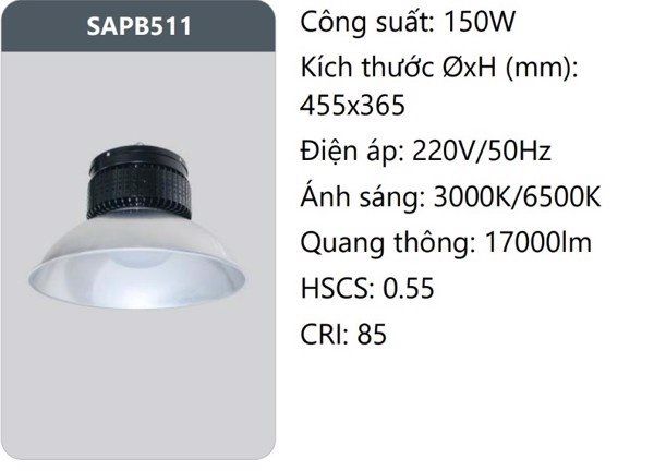 ĐÈN NHÀ XƯỞNG LED 150W DUHAL SAPB511