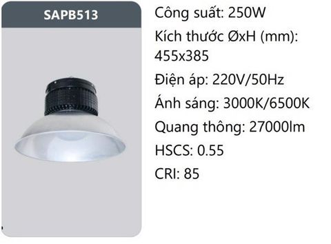  ĐÈN NHÀ XƯỞNG LED 250W DUHAL SAPB513 