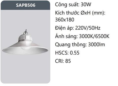  ĐÈN NHÀ XƯỞNG LED 30W DUHAL SAPB506 