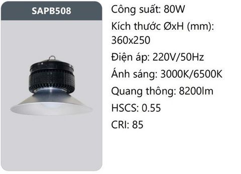  ĐÈN NHÀ XƯỞNG LED 80W DUHAL SAPB508 