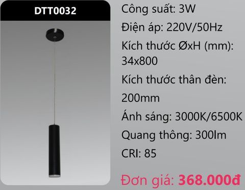  ĐÈN ỐNG TREO THẢ TRANG TRÍ LED 3W DUHAL DTT0032 