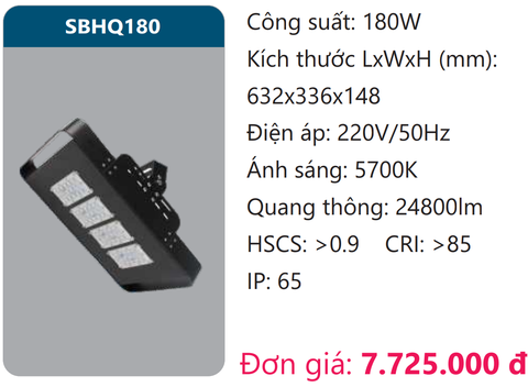  ĐÈN PHA BẢNG LED DUHAL 180W - SBHQ180 