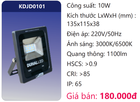  ĐÈN PHA LED 10W DUHAL KDJD0101 