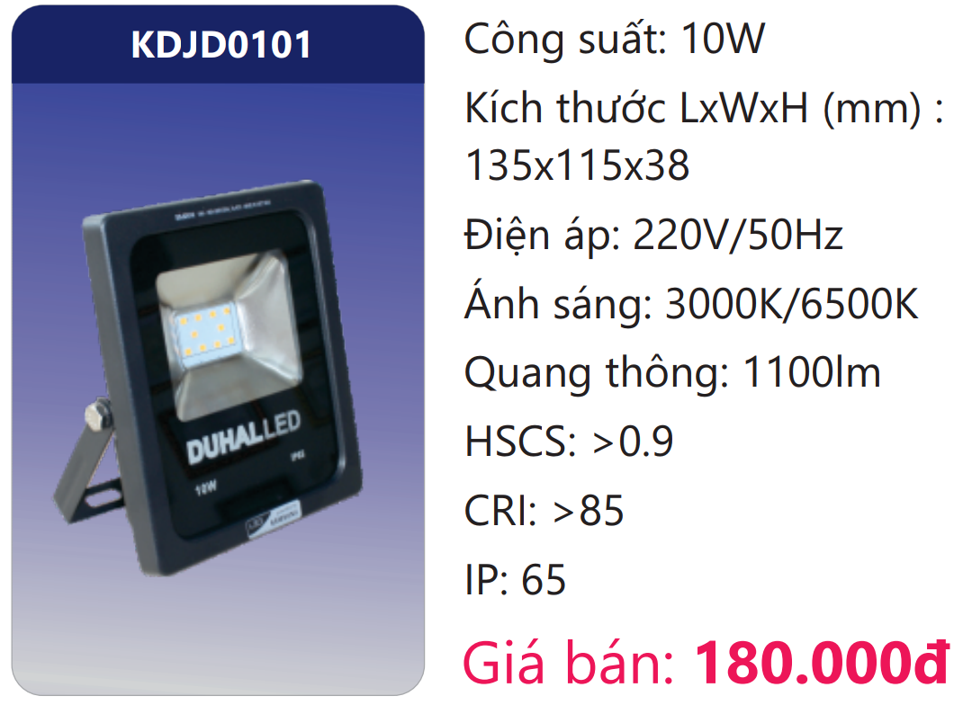 ĐÈN PHA LED 10W DUHAL KDJD0101