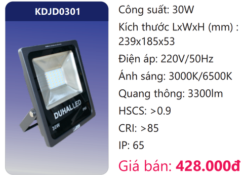  ĐÈN PHA LED 30W DUHAL KDJD0301 