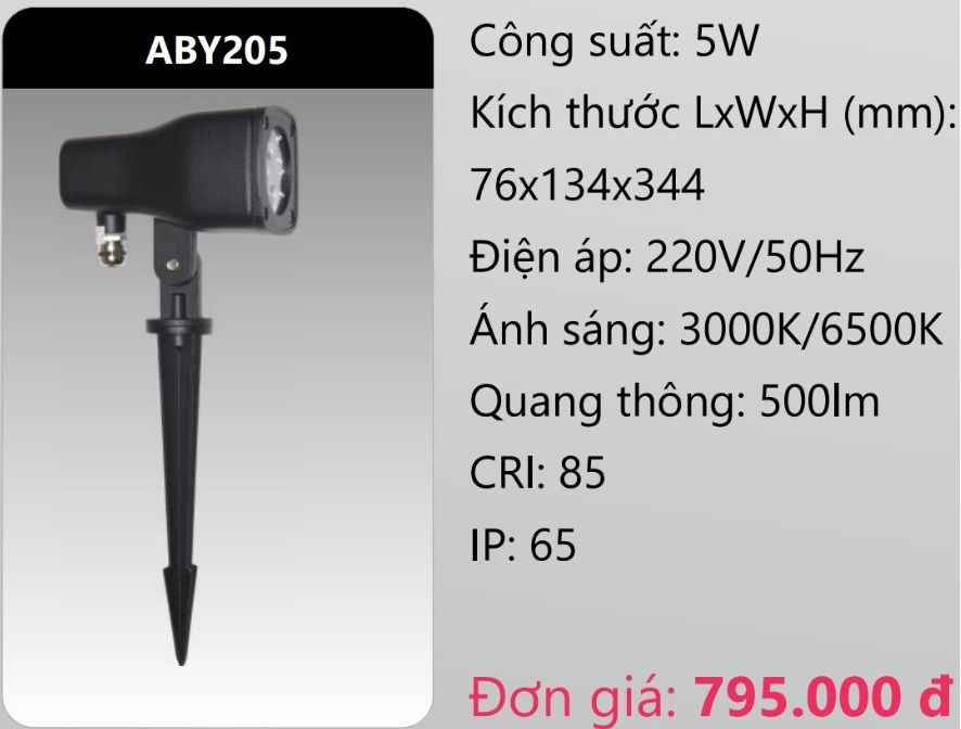 ĐÈN RỌI CHIẾU ĐIỂM CẮM CỎ SÂN VƯỜN LED 5W DUHAL ABY205