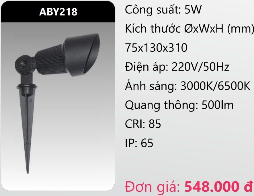 ĐÈN RỌI CHIẾU ĐIỂM CẮM CỎ SÂN VƯỜN LED 5W DUHAL ABY218