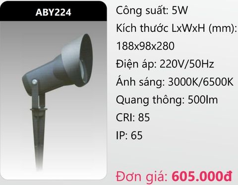  ĐÈN RỌI CHIẾU ĐIỂM CẮM CỎ SÂN VƯỜN LED 5W DUHAL ABY224 