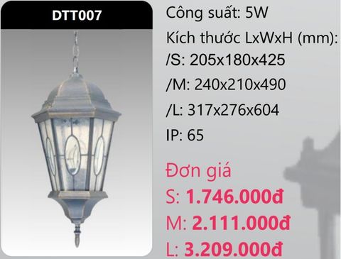  ĐÈN THẢ TREO TRANG TRÍ DUHAL DTT007 (DTT007S - DTT007M - DTT007L) 