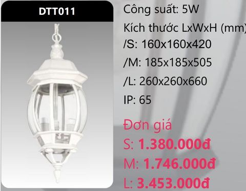  ĐÈN THẢ TREO TRANG TRÍ DUHAL DTT011 (DTT011S - DTT011M - DTT011L) 