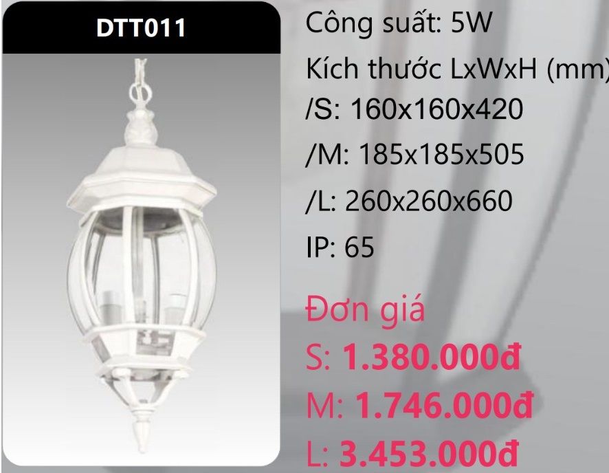 ĐÈN THẢ TREO TRANG TRÍ DUHAL DTT011 (DTT011S - DTT011M - DTT011L)