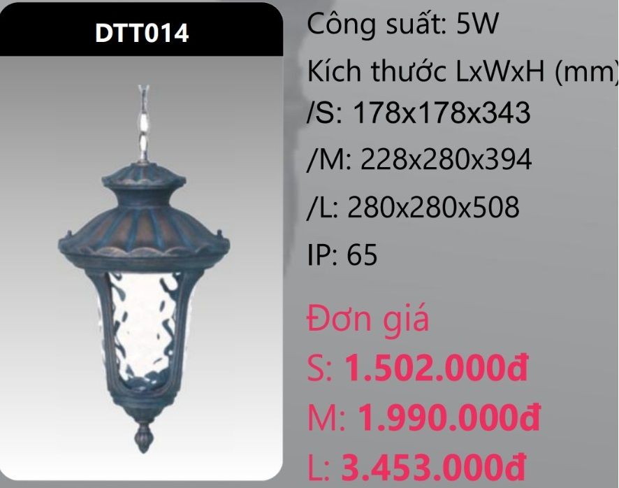 ĐÈN THẢ TREO TRANG TRÍ DUHAL DTT014 (DTT014S - DTT014M - DTT014L)