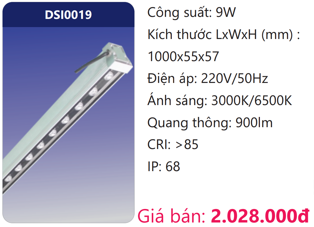 ĐÈN THANH LED ĐỔI MÀU 1M CHỐNG THẤM NGOÀI TRỜI 9W DUHAL DSI0019