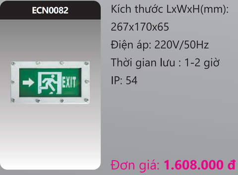  ĐÈN EXIT THOÁT HIỂM CHỐNG NỔ DUHAL ECN0082 