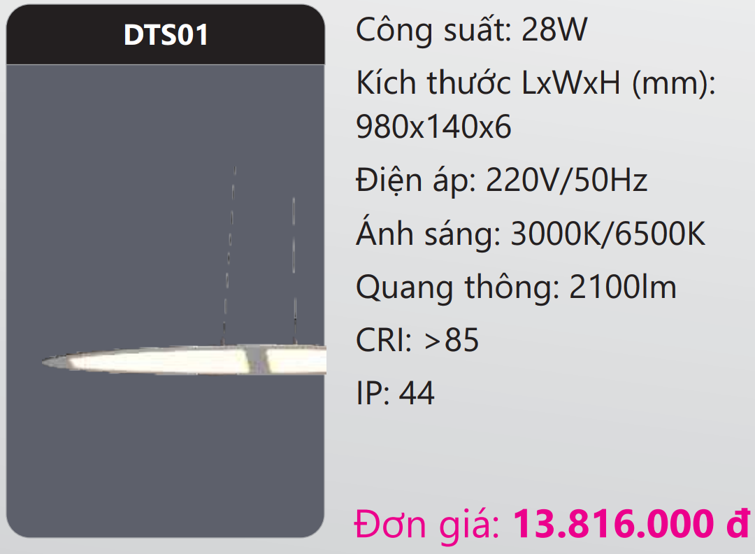 ĐÈN TREO TRẦN THẢ TRANG TRÍ LED 28W DUHAL DTS01