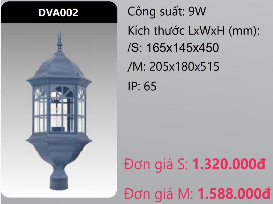 ĐÈN TRỤ CỔNG DUHAL 9W DVA002 (DVA002S - DVA002M)