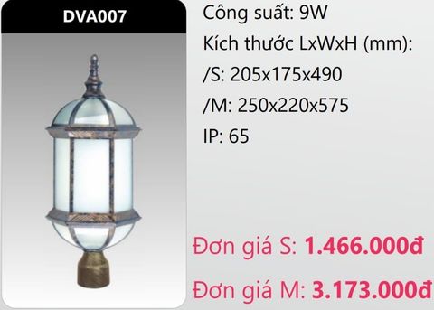  ĐÈN TRỤ CỔNG DUHAL LED 9W DVA007 (DVA007S - DVA007M) 