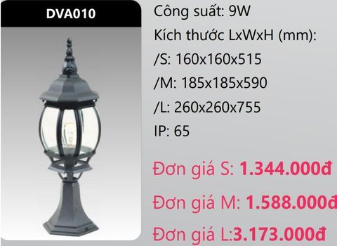  ĐÈN TRỤ CỔNG DUHAL LED 9W DVA010 (DVA010S - DVA010M - DVA010L) 