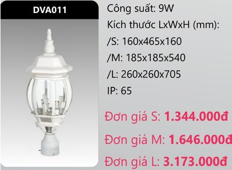  ĐÈN TRỤ CỔNG DUHAL LED 9W DVA011 (DVA011S - DVA011M - DVA011L) 