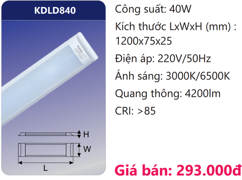  ĐÈN TUÝP BÁN NGUYỆT 1M2 LED 40W DUHAL KDLD840 