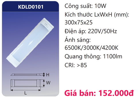  ĐÈN TUÝP BÁN NGUYỆT LED ĐỔI 3 MÀU 10W DUHAL KDLD0101 