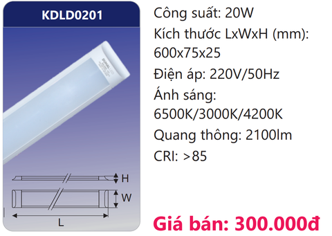  ĐÈN TUÝP BÁN NGUYỆT LED ĐỔI 3 MÀU 20W DUHAL KDLD0201 